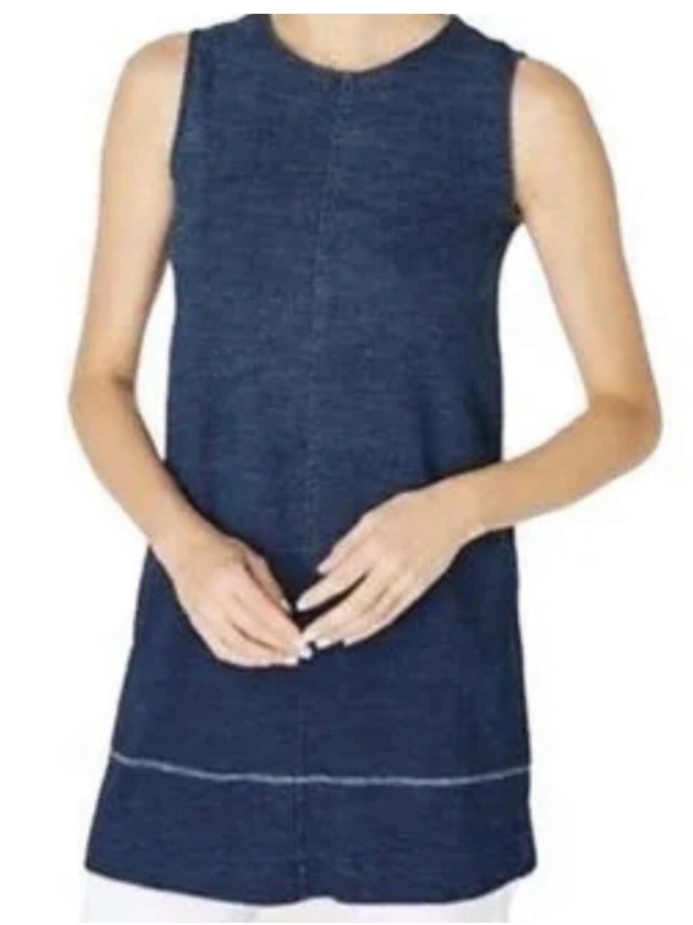 J Jill Denim Ombre Blue 100% Cotton Knit Mini Dress. Size M GUC